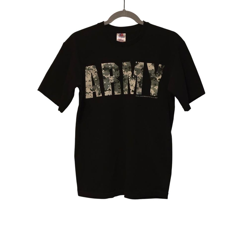 Army Black T Shirt with Camo Print Medium NWOT